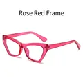 Chic rose red cat eye glasses frame with transparent plastic finish for women - Rose Red Frame