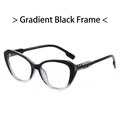Cat eye glasses featuring a gradient black to transparent frame with textured temples - Gradient Black Frame