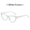 Cat eye white frame glasses for women with retro oversized design and blue light blocking - White Frame