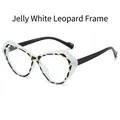TR90 cat-eye glasses frame in jelly white and leopard print pattern with black temples - Standard (Incl. 13% VAT) Jelly White Leopard Frame / Clear Anti-Blue Light