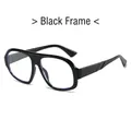 Occhiali quadrati oversize neri classici con lenti trasparenti anti-luce blu - Montatura nero lucido