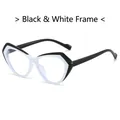 Cat eye glasses frames with black and white two-tone geometric block color design - Standard (Incl. 13% VAT) Black & White Frame / Clear Anti-Blue Light