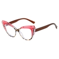Cat eye blue light blocking glasses with tortoise frame and red accents for women - Pink and Tortoise Frame Clear Lens