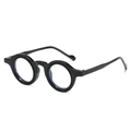 Retro round small frame glasses in matte black with a vintage minimalist aesthetic design - Regular / All Black Frame
