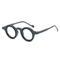 Retro small round frame glasses in dark grey with thick PC temples for men and women - Regular / Solid Grey Frame