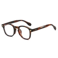 Montatura rotonda classica tartarugata con rivetti dorati e finitura in acetato ambra - Montatura Leopardata