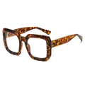 Gafas cuadradas retro de gran tamaño con montura de carey y lentes transparentes - Marco de Leopardo