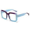 Gafas cuadradas oversize de moda con montura elegante degradada en color púrpura y azul - Degradado Azul