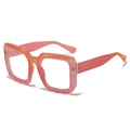 Pink marble texture oversized square glasses with gold accents for women - Pink (Pink Orange Marble)