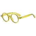 Vintage-Brille in Limonengrün mit ovalem Rahmen, Nieten und klaren Gläsern - Transparentes Grün