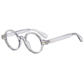 Modern oval transparent grey spectacles with vintage golden feather decorative hinges - Transparent Grey