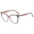 Occhiali anti luce blu cat-eye da donna con montatura nude e leopardata e croce in metallo - Cornice Cachi