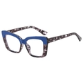 Montatura cat eye con parte superiore blu e parte inferiore marmorizzata su sfondo bianco - Blu Floreale