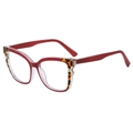Montatura per occhiali cat-eye con design color-block rosso, tartaruga e trasparente - Montatura Rossa