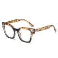 Fashionable oversized cat eye glasses with black and tortoise shell contrast frame - Floral Black and Yellow