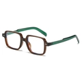 Occhiali da sole retrò squadrati tartarugati con stanghette verdi e protezione UV400 - Montatura Marrone Stanghetta Verde Lente Trasparente