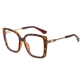Classic tortoise shell cat-eye glasses with blue light blocking lenses and gold metal temples - Tortoise Frame Clear Lens