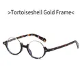 Retro round glasses with tortoiseshell texture and gold metal semi-rim frame design - Tortoise Gold