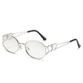 Lunettes de soleil ovales Y2K pour femmes avec monture argentée et détails de branches en cœur - Standard / Régulier (incl. 13 % TVA) monture argentée avec verres miroirs légers