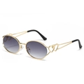 Occhiali da sole Y2K ovali vintage da donna con montatura in oro e lenti viola sfumate - Montatura Oro Lenti Grigio Sfumato