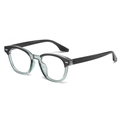 Retro round black and green frame glasses with blue light blocking lenses and rice nails - Translucent Green Frame Clear Lens