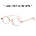 Stylish round semi-rimless blue light glasses in transparent pink and gold frame finish - Transparent Pink Gold Frame