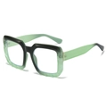 Oversized square glasses in dark green gradient marble finish with thick temples - Green Gradient