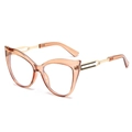 Occhiali anti-luce blu cat-eye tartarugati con stanghette in metallo di tendenza - Montatura Champagne Lenti Trasparenti