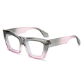 Occhiali quadrati retrò oversize con montatura sfumata grigio e rosa in vista a 45 gradi - Montatura Grigio Rosa Lenti Bianche