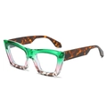 Occhiali quadrati alla moda con sfumatura rosa-verde e stanghette tartarugate eleganti - Montatura Sfumata Tartarugata Verde Lente Bianca