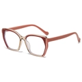 Gafas cuadradas TR90 anti luz azul con montura roja y marrón transparente grande - Montura Color Té Patas Rosa Loto
