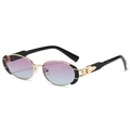 Retro-ovale Sonnenbrille mit Verlaufsgläsern und Goldmetallrahmen für Vintage-Punk-Stil - Normal / Lila Blaue Gläser
