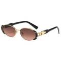 Retro ovale Metall-Sonnenbrille mit gold-schwarzem Rahmen und braunen Verlaufsgläsern - Normal / Teerose