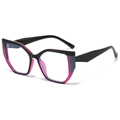 Cat eye geometric TR90 glasses frame with vibrant color-blocking design and blue light lenses - Black Pink Blue Contrast Frame (Black Leg)