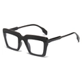 Montatura occhiali quadrata nera oversize con elegante trama a rombi sulla parte superiore - Montatura Nera / Regolare