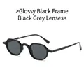 Fashionable outdoor sunglasses with glossy black hexagonal frame and black grey lenses - Glossy Black Frame Grey Lens