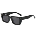 Retro-Sonnenbrille mit schwarzem quadratischem Rahmen und goldenen Metalldetails für Damen - Schwarzer Rahmen Graue Gläser