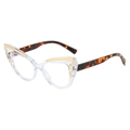 Cat eye glasses in transparent frame with tortoiseshell temples and gold metal accents - Transparent Frame Clear Lens