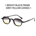 Fashion sunglasses with glossy black frame and grey-yellow gradient lenses for outdoor use - Bright Black Frame / Gray Yellow Gradient Lens