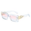 Modern rectangular sunglasses with light blue frame and pink to blue gradient lenses - Blue Frame Pink Blue Lens