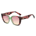 Gafas de sol mariposa de ojo de gato con lentes degradadas y patillas de leopardo - Régulier / Marco Verde Leopardo Púrpura Lente Púrpura Rosa