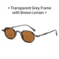 Translucent grey octagonal sunglasses with brown lenses for cycling and fashion - Translucent Grey Frame Tea Lens