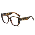 Occhiali da sole cat eye tartarugati da donna con logo dorato sulle stanghette - Montatura Leopardata