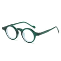 Vintage round small frame glasses in transparent green with white double inner circles - Regular / Transparent Green