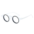 Retro round small frame glasses in white with black trim detail on the rims - Regular / White Frame With Black Inner Circle