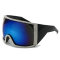 Gafas de sol cuadradas negras con diamantes de imitación plateados y lentes azules - Régulier / Montura Negra Recubrimiento Azul