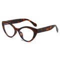 Retro tortoiseshell cat eye glasses with thick frames and anti-blue light clear lenses - Leopard Frame
