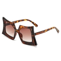 Gafas de sol cuadradas de gran tamaño con montura de carey y lentes marrones en degradado - Régulier / Montura de Leopardo Lentes Marrones Degradadas