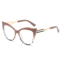 Cat-eye glasses frame with brown gradient tint and gold metal hollowed-out temples - Coffee Splatter Gradient Frame Clear Lens
