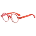 Retro oval clear glasses with translucent red frame and gold wing accents for women - Transparent Pink and Red